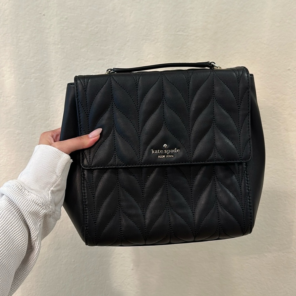 kate spade Black Quilted Leather Top-Handle Backpack Purse